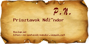 Prisztavok Nándor névjegykártya